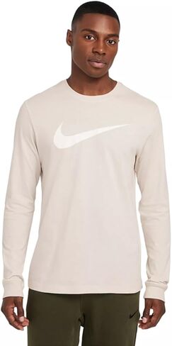 تيشيرت Nike Sportswear بأكمام طويلة للرجال (الولايات المتحدة، Alpha، XX-Large، عادي، عادي، أبيض/برتقالي) in Saudi Arabia