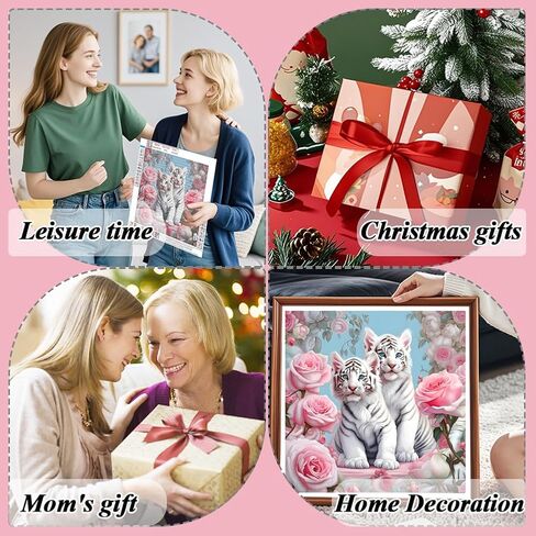 AMORARS 5D Diamond Painting Kit for Adults, Tiger Diamond Art Beginners - Full Diamond Dot Gem Art Flower, Suitable Gifts, and Home Decoration Crafts, 12x12Inch in Saudi Arabia