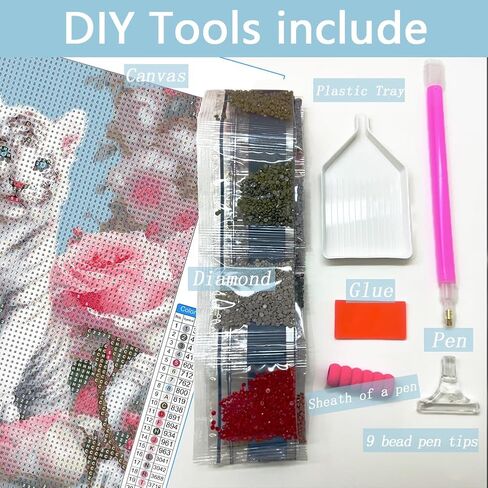 AMORARS 5D Diamond Painting Kit for Adults, Tiger Diamond Art Beginners - Full Diamond Dot Gem Art Flower, Suitable Gifts, and Home Decoration Crafts, 12x12Inch in Saudi Arabia