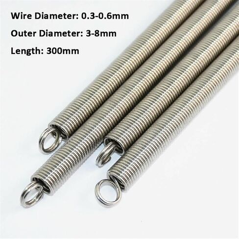 Cgshop-Compressed Spring Length 300mm Double Hook Stainless Steel Tension Spring, 1pcs, Good Elasticity and More Durable(0.6x8x300mm) in Saudi Arabia