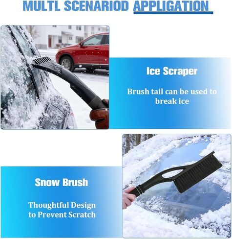Car Snow Brush and Ice Scraper, Vehicle Windshield Scraper Deicer with Ergonomic Foam Grip, Detachable Automotive Snow Removal Tool Accessories, Universal for SUV Truck Sedan (Red) in Saudi Arabia