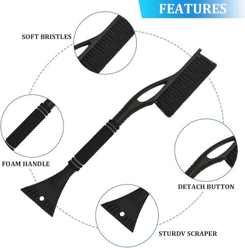 Car Snow Brush and Ice Scraper, Vehicle Windshield Scraper Deicer with Ergonomic Foam Grip, Detachable Automotive Snow Removal Tool Accessories, Universal for SUV Truck Sedan (Red) in Saudi Arabia