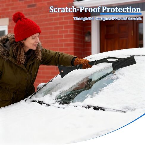 Car Snow Brush and Ice Scraper, Vehicle Windshield Scraper Deicer with Ergonomic Foam Grip, Detachable Automotive Snow Removal Tool Accessories, Universal for SUV Truck Sedan (Red) in Saudi Arabia