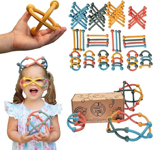 Sensory Kit – 60-Piece Building Set for Kids Ages 5+ | Building & Construction Toy | Travel STEM Activity and Creativity Booster | 100% Food-Grade Silicone, Dishwasher Safe in Saudi Arabia