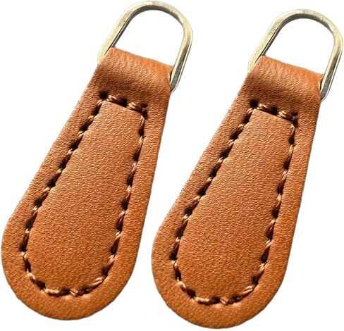 2Pcs Zipper Pulls Zipper Heads PU Leather for Repair Replacement Pullers Pull Tabs for Purses Backpacks Bag Luggage Suitcase, Brown in Saudi Arabia