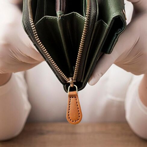 2Pcs Zipper Pulls Zipper Heads PU Leather for Repair Replacement Pullers Pull Tabs for Purses Backpacks Bag Luggage Suitcase, Brown in Saudi Arabia