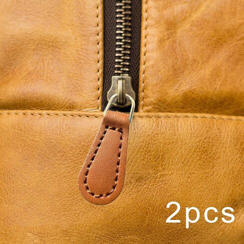 2Pcs Zipper Pulls Zipper Heads PU Leather for Repair Replacement Pullers Pull Tabs for Purses Backpacks Bag Luggage Suitcase, Brown in Saudi Arabia