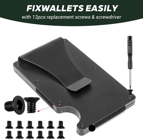 Elastic Cash Strap Replacement for Wallet, Wallet Elastic Band Replacement Repair Tool Kit, with 12 Screws, Screwdriver, Metal Clip, Cash Strap in Saudi Arabia