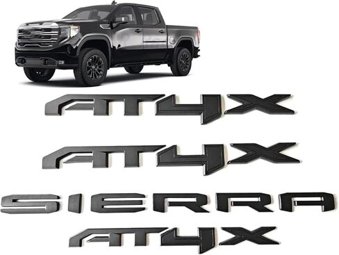 4Pcs New Doors Rear AT4X Nameplate 3D Emblems Badge Replacement for 2023-2026 Sierra 1500 (Gloss Black) in Saudi Arabia