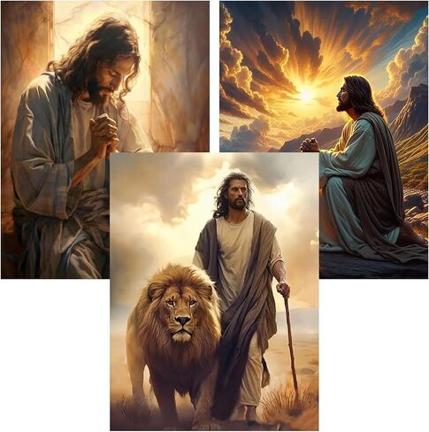 3 Pack Diamond Art Kits for Adults, Jesus Diamond Painting Kits for Adults, 5D DIY Round Drill Gem Art Paint with Diamonds Dots Crafts Kits for Home Decor Gift 12x16inch (Religion Christ) in Saudi Arabia