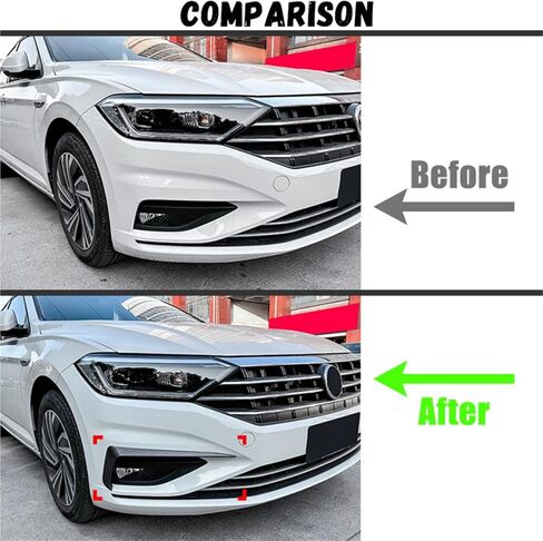 Front Bumper Spoiler Splitter Air Vent Fog Lamp Grille Trim Compatible for VW Jetta MK7 GLI S SE SEL R Line 2019 2020 2021(Glossy Black) in Saudi Arabia