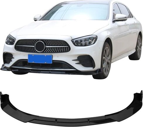 IKON MOTORSPORTS Front Bumper Lip, Compatible with 2021-2023 Mercedes-Benz W213 E-Class, B Style Gloss Black PP Polypropylene Air Dam Chin Spoiler Protector Splitter 3PCS in Saudi Arabia