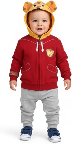 سترة TANGDIAABBCC KKA Fred Rogers Company للأولاد دانيال تايجر بغطاء للرأس مع أذنين، أحمر، مقاس 4T in Kuwait