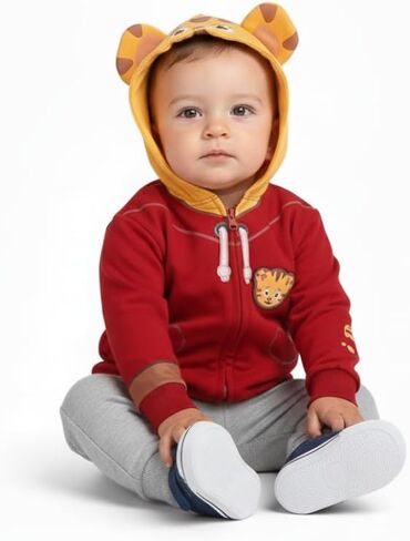 سترة TANGDIAABBCC KKA Fred Rogers Company للأولاد دانيال تايجر بغطاء للرأس مع أذنين، أحمر، مقاس 4T in Kuwait