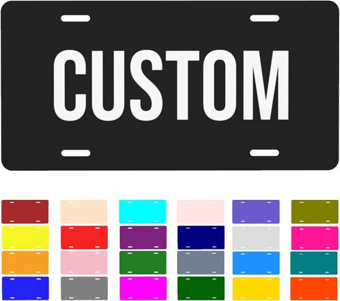 لوحة ترخيص مخصصة بتصميم شخصي من الألومنيوم لعلامات السيارة الأمامية ديكور علامة الغرور مقاس 6 × 12 بوصة لوحاتك الخاصة مع شعار نص الصورة، أبيض-52 in Kuwait