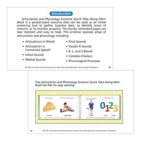 Super Duper Publications | Articulation and Phonology Screener Quick Take Along® Mini-Book | Speech Therapy | Educational Learning Resource for Children in Saudi Arabia
