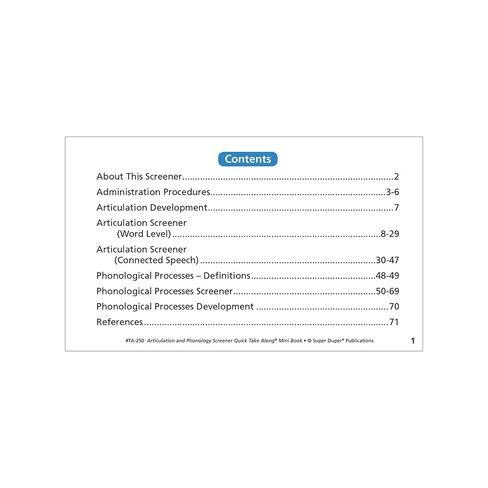 Super Duper Publications | Articulation and Phonology Screener Quick Take Along® Mini-Book | Speech Therapy | Educational Learning Resource for Children in Saudi Arabia