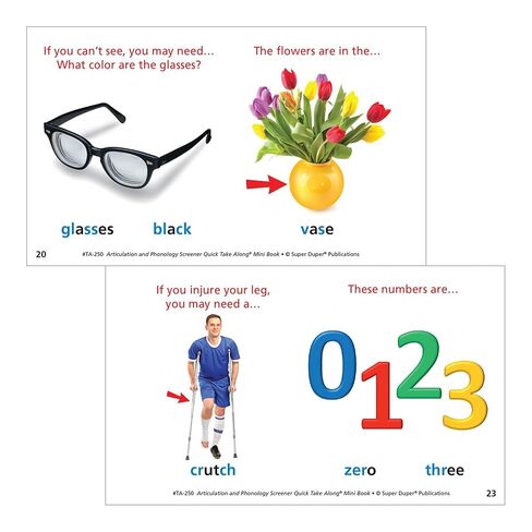 Super Duper Publications | Articulation and Phonology Screener Quick Take Along® Mini-Book | Speech Therapy | Educational Learning Resource for Children in Saudi Arabia