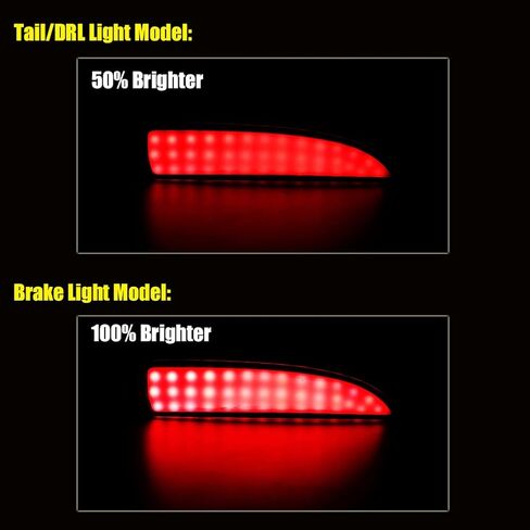 Smoked Lens LED Rear Bumper Reflector Lights Compatible with Mazda 3 5 6, 2016-2020 Toyota Yaris, Function as Tail, Brake & Rear Fog Lamps in Saudi Arabia
