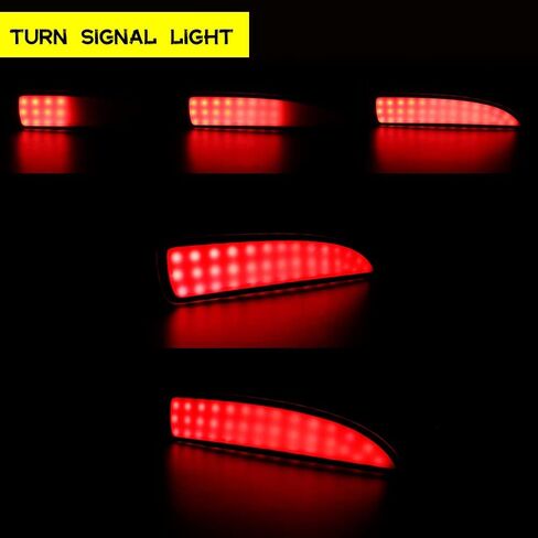 Smoked Lens LED Rear Bumper Reflector Lights Compatible with Mazda 3 5 6, 2016-2020 Toyota Yaris, Function as Tail, Brake & Rear Fog Lamps in Saudi Arabia