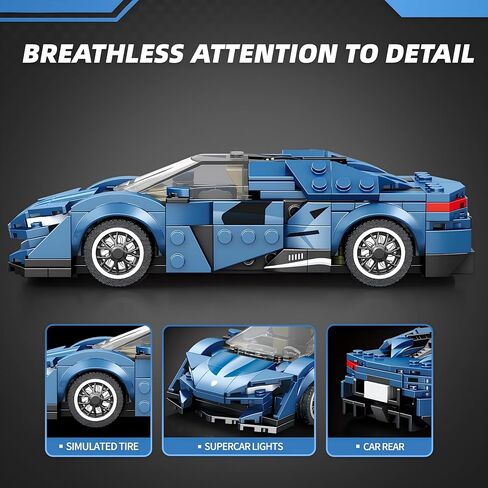 VGD Car Building Kit with Display Case, Cool Collectible Model Super Race Car Building Blocks Set, 1:24 Scale Collectible Model Cars Set for Kids Boys Girls Adults Sportscar Lovers Kids - 322PCS in Saudi Arabia