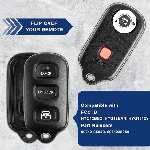 KeylessOption Key Fob Cover Case Replacement for 1999 2000 2001 2002 2003 2004 2005 2006 2007 2008 2009 Toyota Sequoia 4Runner Remote Shell, HYQ12BBX HYQ12BAN HYQ1512Y, No Programming Necessary in Saudi Arabia