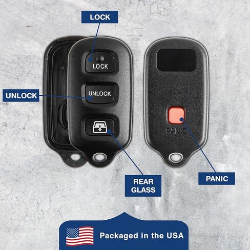 KeylessOption Key Fob Cover Case Replacement for 1999 2000 2001 2002 2003 2004 2005 2006 2007 2008 2009 Toyota Sequoia 4Runner Remote Shell, HYQ12BBX HYQ12BAN HYQ1512Y, No Programming Necessary in Saudi Arabia
