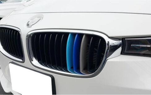 x xotic tech شرائط زخرفية ثلاثية الألوان من xotic tech، شبكات أمامية في المنتصف متوافقة مع BMW 3 F30 4 Series F32 435i Standard Chrome Grill (11 شريط شعاع) in Kuwait