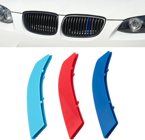 x xotic tech شرائط زخرفية ثلاثية الألوان من xotic tech، شبكات أمامية في المنتصف متوافقة مع BMW 3 F30 4 Series F32 435i Standard Chrome Grill (11 شريط شعاع) in Kuwait