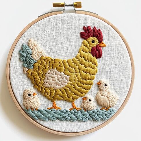Punch Needle Kit for Beginners, Punch Stitching Kit for Adults, Needle Punch Kits for Adults, DIY Embroidery Set Featuring Chicken and Chicks in Saudi Arabia