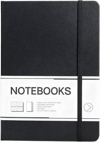 M&G Lined Journal Notebook, 160 Pages A5 Hardcover Leather Journal for Men Women, 100GSM Thick College Ruled Paper for School and Work Note Taking 5.6" x 8", Black in Saudi Arabia