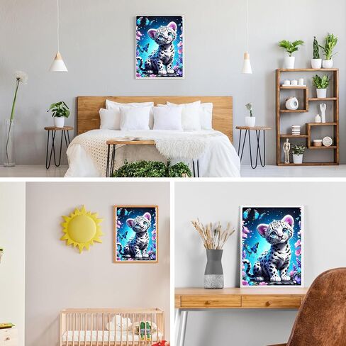 GDYEEH DIY Baby Leopard 5D Diamond Art Kits، جولة حفر كاملة متألقة لطيف ليوبارد الماس اللوحة الصورة، فراشة اللوحة بالأرقام مجموعات الفن للبالغين المبتدئين ديكور جدار المنزل 12x16 بوصة in Saudi Arabia