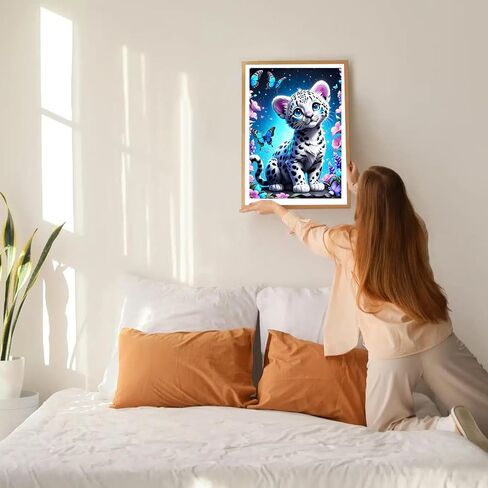 GDYEEH DIY Baby Leopard 5D Diamond Art Kits، جولة حفر كاملة متألقة لطيف ليوبارد الماس اللوحة الصورة، فراشة اللوحة بالأرقام مجموعات الفن للبالغين المبتدئين ديكور جدار المنزل 12x16 بوصة in Saudi Arabia
