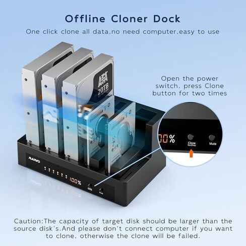 4 Bay Hard Drive Docking Station, MAIWO Hard Drive Duplicator with LED Display,80TB Expansion, Tool-free Design in Kuwait