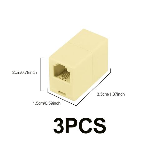 3 Pack Phone Line Connector Coupler, RJ11 6P4C Modular Female to Female Straight Telephone Extension Cord Coupler Adapter Jack - Black in Saudi Arabia