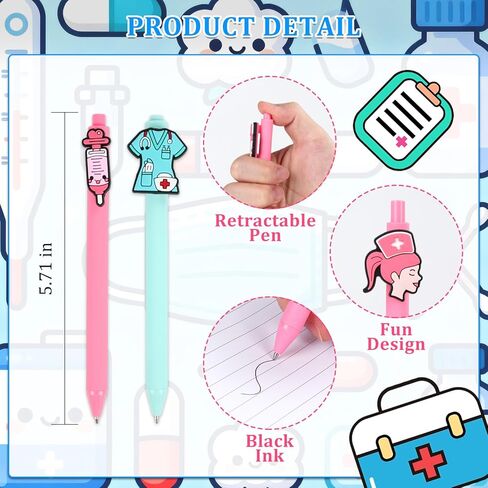 Pens for Nurses, 12 Pcs Cute Ballpoint Pens for Nurse Appreciation Week Gifts Nursing Medical Students Fun Pens in Saudi Arabia