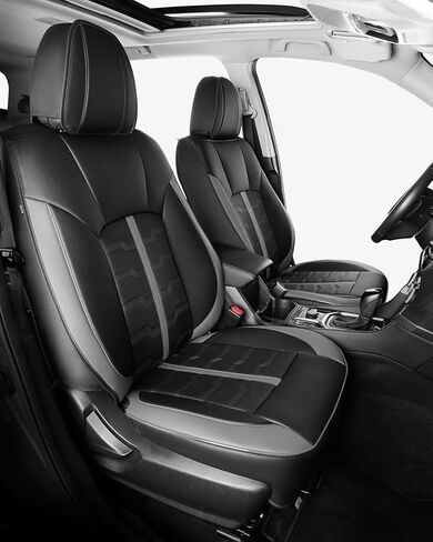 أغطية مقاعد السيارة مجموعة كاملة لسيارة Subaru Legacy Impreza (2012-2025) Outback Forester 2014-2026 Crosstrek، واقيات مقاعد أمامية وخلفية مقاومة للماء من الجلد الصناعي شبه مخصص باللون الأسود والرمادي in Kuwait