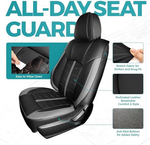 أغطية مقاعد السيارة مجموعة كاملة لسيارة Subaru Legacy Impreza (2012-2025) Outback Forester 2014-2026 Crosstrek، واقيات مقاعد أمامية وخلفية مقاومة للماء من الجلد الصناعي شبه مخصص باللون الأسود والرمادي in Kuwait
