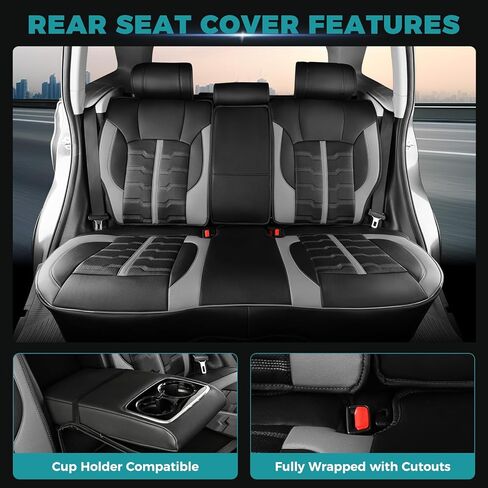 أغطية مقاعد السيارة مجموعة كاملة لسيارة Subaru Legacy Impreza (2012-2025) Outback Forester 2014-2026 Crosstrek، واقيات مقاعد أمامية وخلفية مقاومة للماء من الجلد الصناعي شبه مخصص باللون الأسود والرمادي in Kuwait