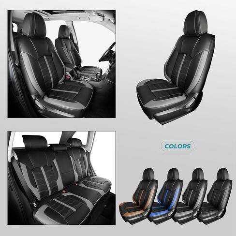 أغطية مقاعد السيارة مجموعة كاملة لسيارة Subaru Legacy Impreza (2012-2025) Outback Forester 2014-2026 Crosstrek، واقيات مقاعد أمامية وخلفية مقاومة للماء من الجلد الصناعي شبه مخصص باللون الأسود والرمادي in Kuwait