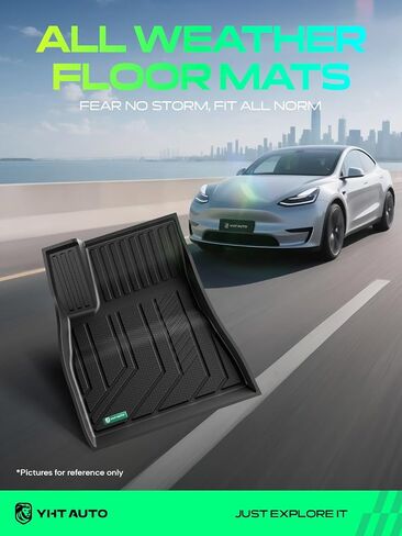 YHTAUTO سجادات أرضية السيارة الملائمة المخصصة لعام 2024 2025 Tesla Model 3 Highland، سجادات السيارة TPE لجميع الأحوال الجوية، سجادات الأرضية الخلفية الأمامية، بطانة شحن صندوق السيارة، سجادات بطانة التخزين الخلفية، مضادة للانزلاق مقاومة للماء، مجموعة من 5  in Kuwait