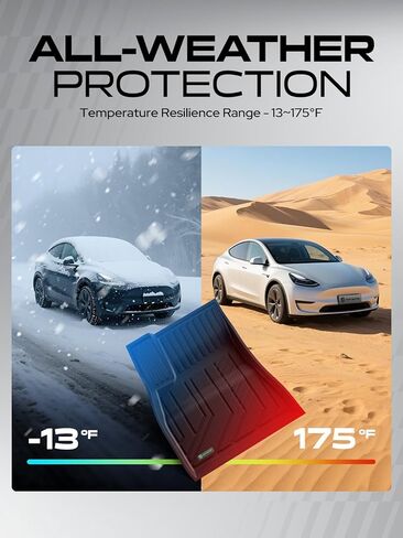 YHTAUTO سجادات أرضية السيارة الملائمة المخصصة لعام 2024 2025 Tesla Model 3 Highland، سجادات السيارة TPE لجميع الأحوال الجوية، سجادات الأرضية الخلفية الأمامية، بطانة شحن صندوق السيارة، سجادات بطانة التخزين الخلفية، مضادة للانزلاق مقاومة للماء، مجموعة من 5  in Kuwait