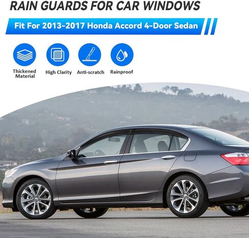 4pcs Front+Rear Smoke Tint Sun/Rain Guard Outside Mount Tape-On Vent Window Visors Compatible with 07-10 Sebring 11-14 200 Sedan in Kuwait