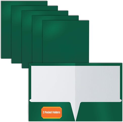Better Office Products 2 Pocket Glossy Laminated Dark Green Paper Folders, Box of 25, Letter Size, Dark Green Paper Portfolios in Saudi Arabia