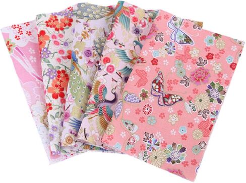 5PCS Japanese Printed Cotton Wrapping Cloth Patchwork Bag, DIY Patchwork Sewing Cloth Bag for Christmas and Holiday Gifts in Saudi Arabia