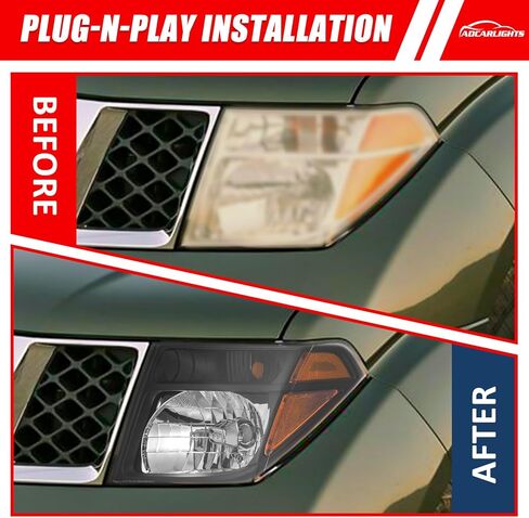 Headlamp Replacement for 2005 2006 2007 2008 Nissan Frontier / 2005-2007 Nissan Pathfinder Headlights Assembly w/Chrome Housing Amber Reflector Driver and Passenger Side in Saudi Arabia