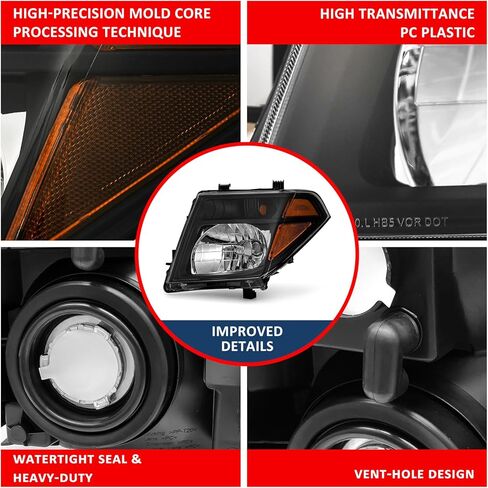 Headlamp Replacement for 2005 2006 2007 2008 Nissan Frontier / 2005-2007 Nissan Pathfinder Headlights Assembly w/Chrome Housing Amber Reflector Driver and Passenger Side in Saudi Arabia