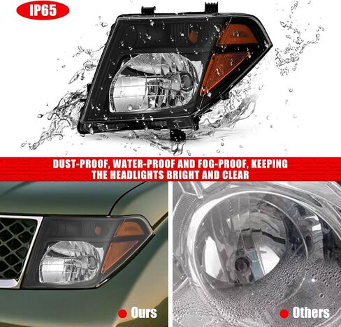Headlamp Replacement for 2005 2006 2007 2008 Nissan Frontier / 2005-2007 Nissan Pathfinder Headlights Assembly w/Chrome Housing Amber Reflector Driver and Passenger Side in Saudi Arabia