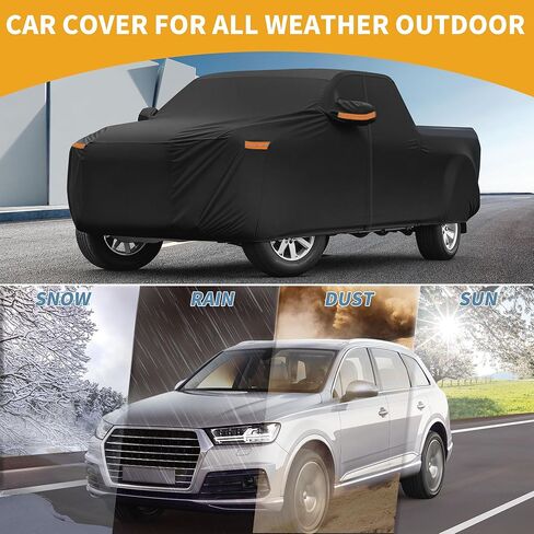 Car Cover Waterproof All Weather Sun Rain Protection Full Exterior Cover for Dodge for Ram Black with Left Side Zippers in Saudi Arabia