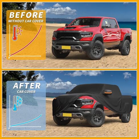 Car Cover Waterproof All Weather Sun Rain Protection Full Exterior Cover for Dodge for Ram Black with Left Side Zippers in Saudi Arabia